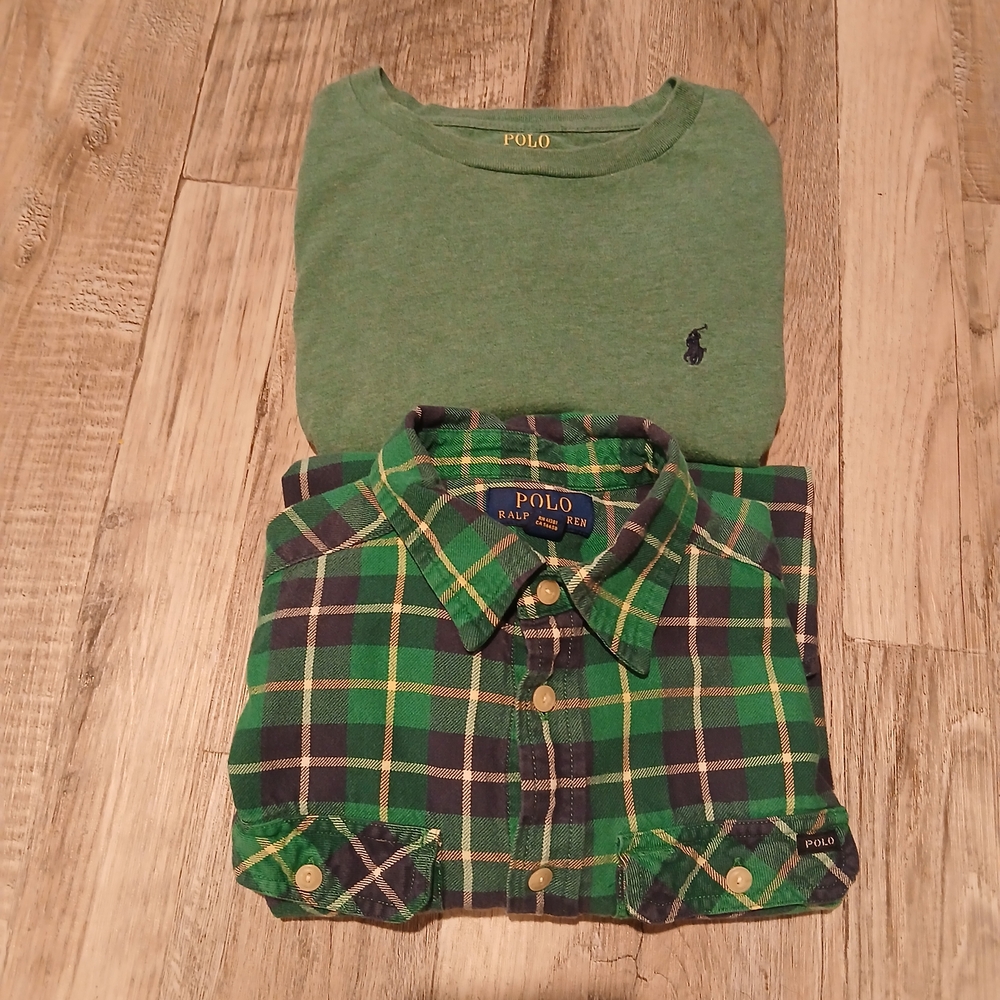 Polo by Ralph Lauren Lot Of 2 Green Kids Shirts